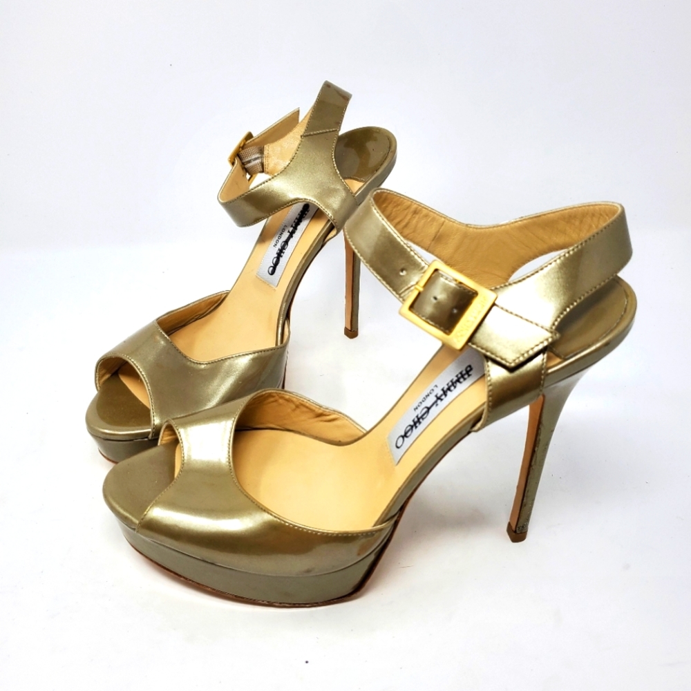 Jimmy Choo Pewter Patent Pumps